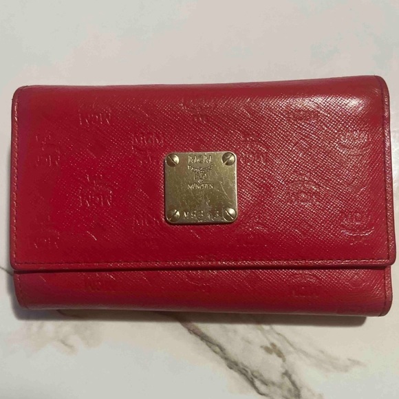 FINAL PRICE MCM Red Leather Tri-Fold Wallet - Picture 11 of 13